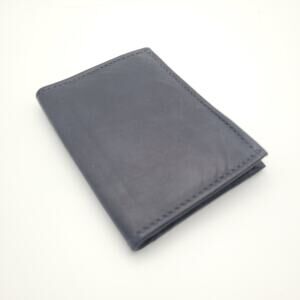 Blue Leather Small Wallet Travel Organizer Card Slot Minimalist New Giftable